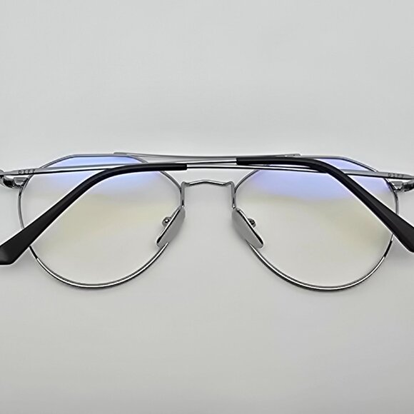 Diff Eyewear Sunday Silver Grey Frame Blue Light Blocking Lens Aviator Glasses - Picture 10 of 15
